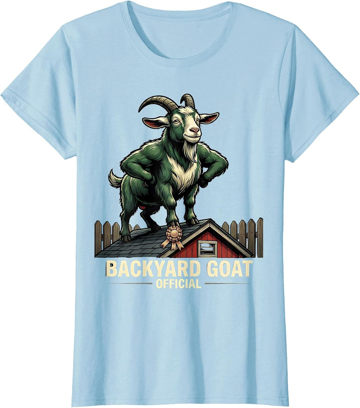 Women's Backyard GOAT Official Funny Goat Lover Farm Animal Humor T-Shirt - Baby Blue