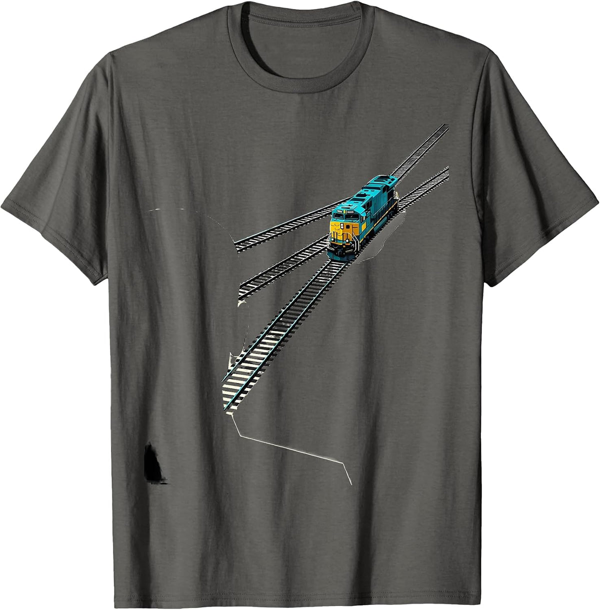 Train Enthusiast Locomotive Rail Art Retro Vintage T-Shirt - Asphalt Grey