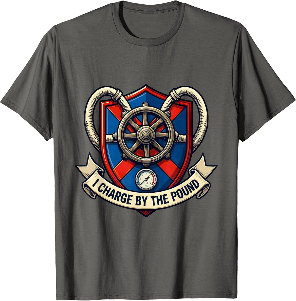 Men's I Charge By The Pound Funny HVAC Technician Humor T-Shirt - Asphalt Grey