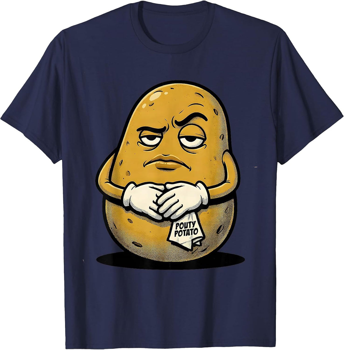 Pouty Potato Retro Cartoon Funny Couples Thanksgiving T-Shirt - Navy Blue