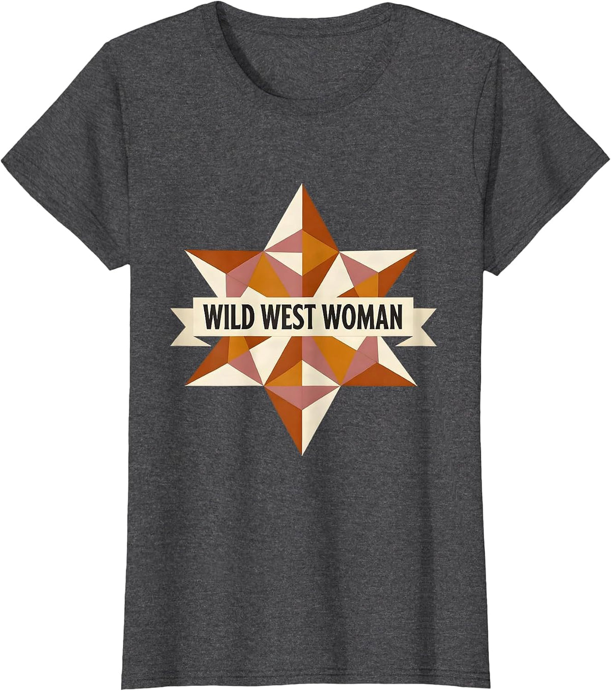 Women's Wild West Woman Cowboy Graphic Design T-Shirt - Dark Heather Grey