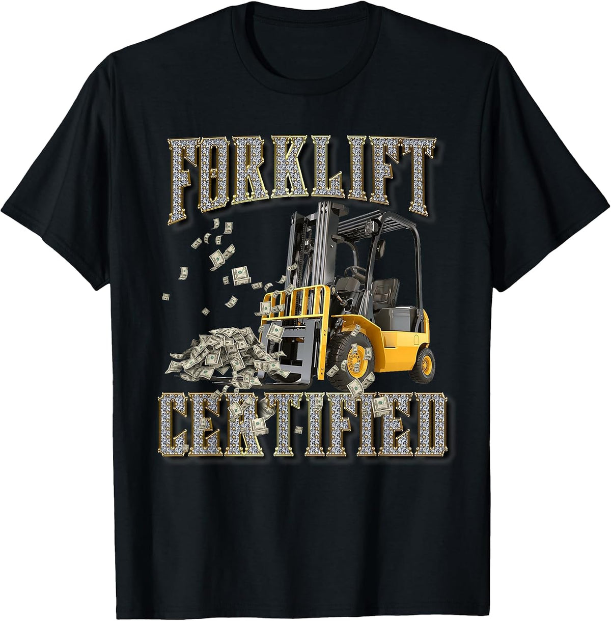 Retro Style Funny Forklift Operator Forklift Certified T-Shirt - Black