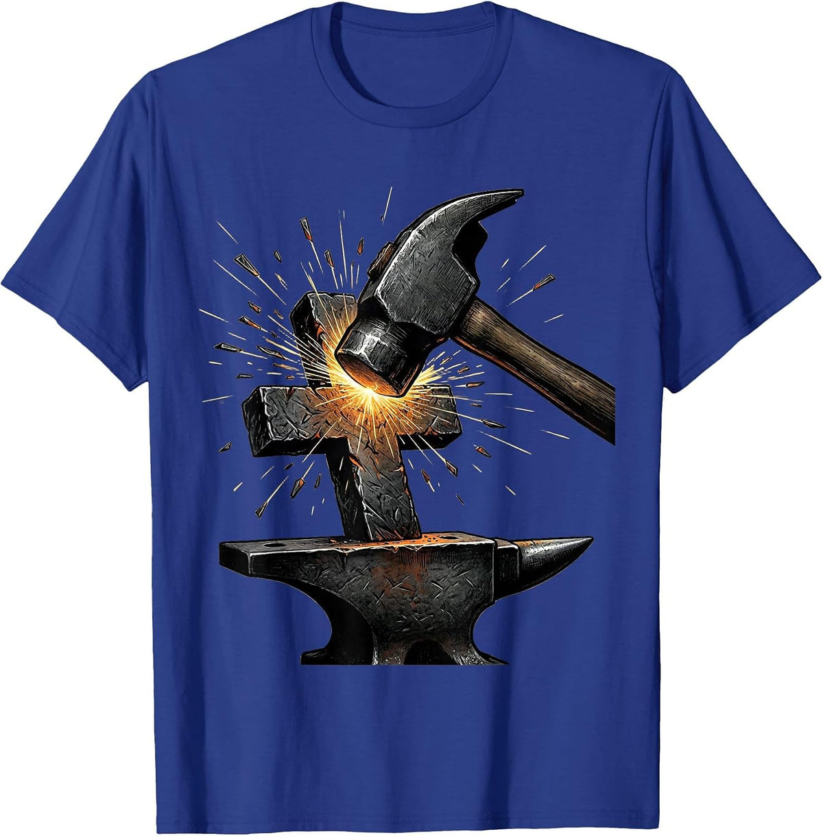 Men's Blacksmith Cross Faith Graphic Tee T-Shirt - Royal Blue