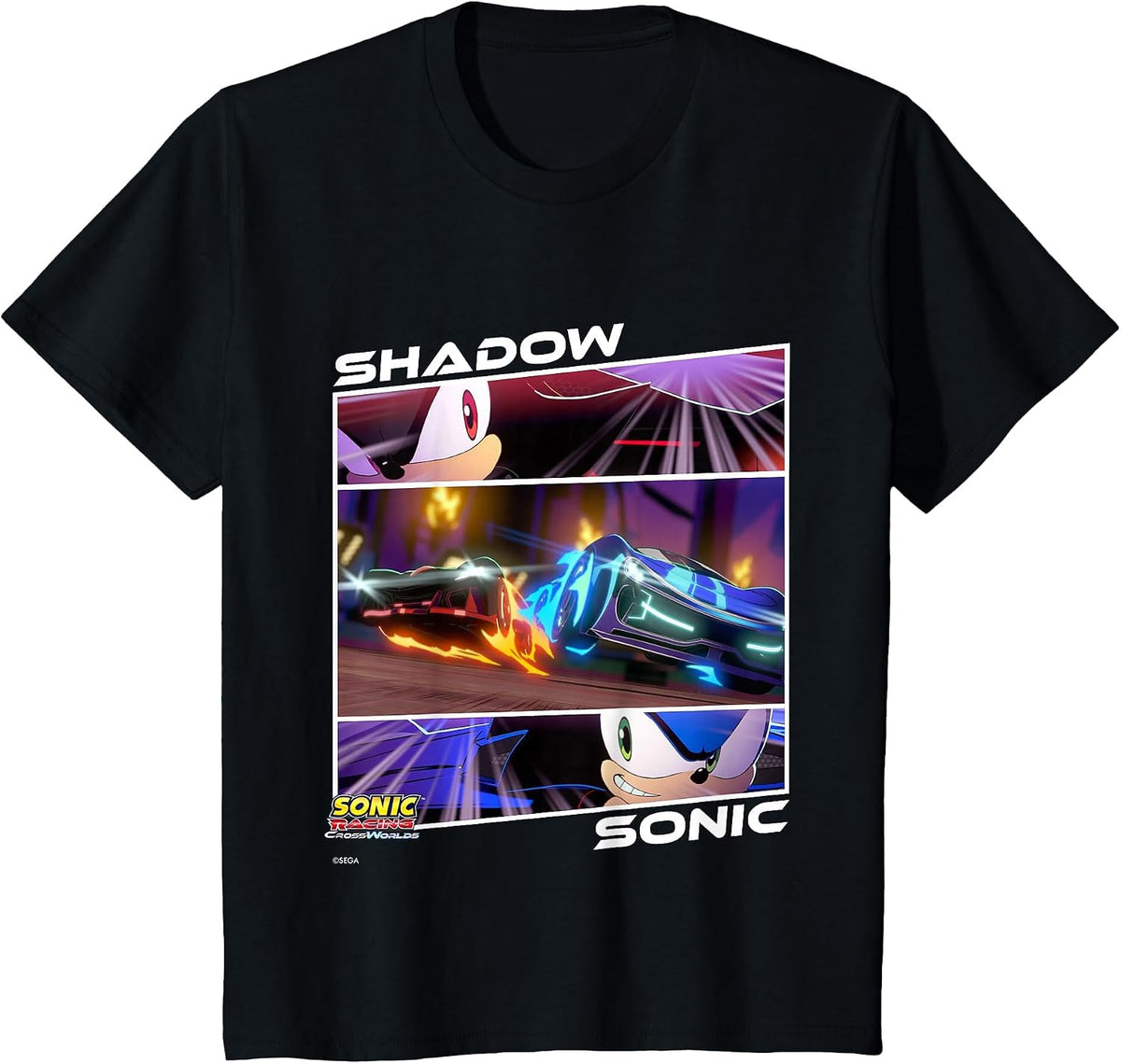 Sonic Racing CrossWorlds - Shadow Vs. Sonic, Head-to-Head T-Shirt - Black