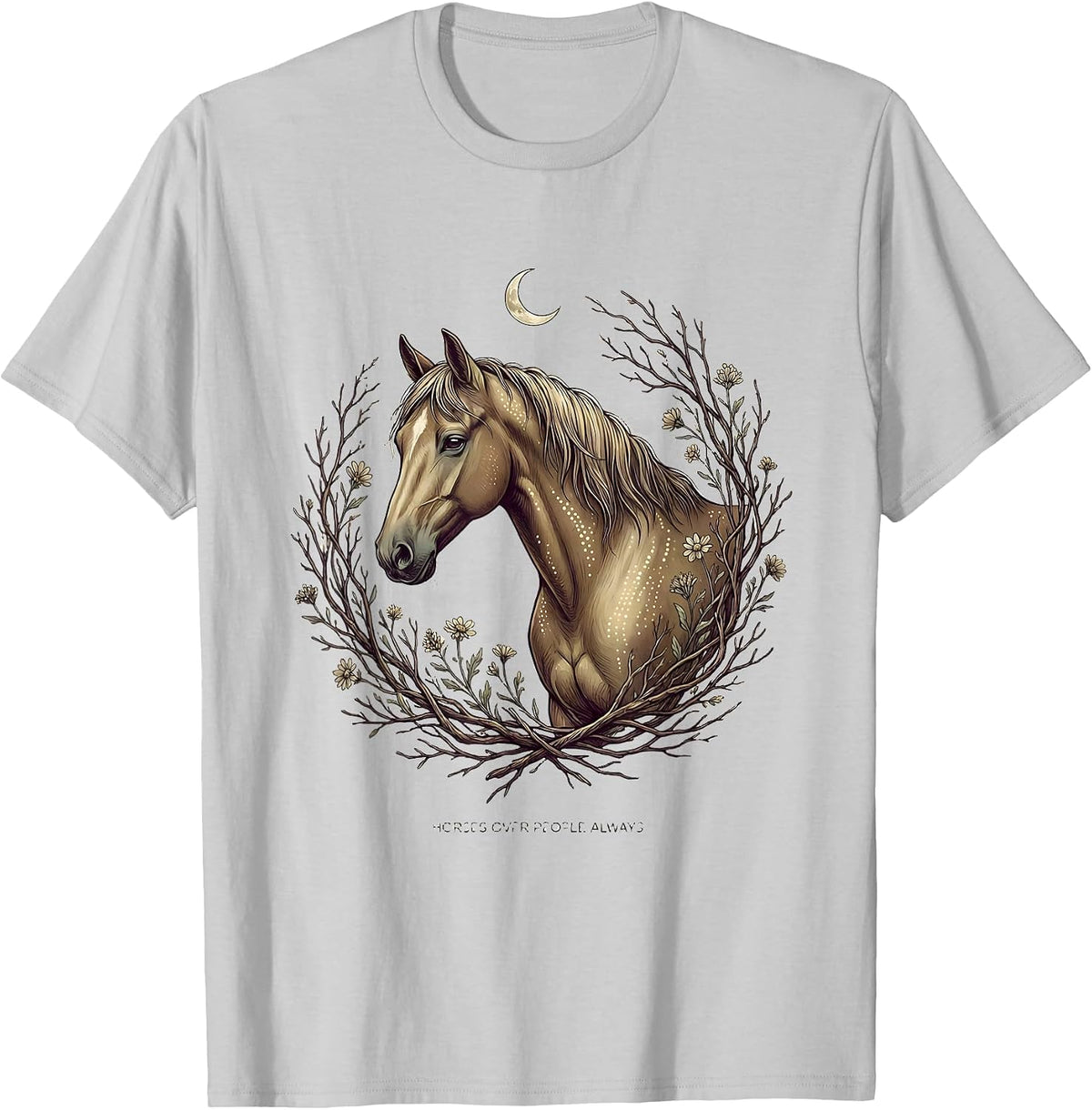Men's Horses Over People Always Bold Equestrian Design T-Shirt - Silver Grey