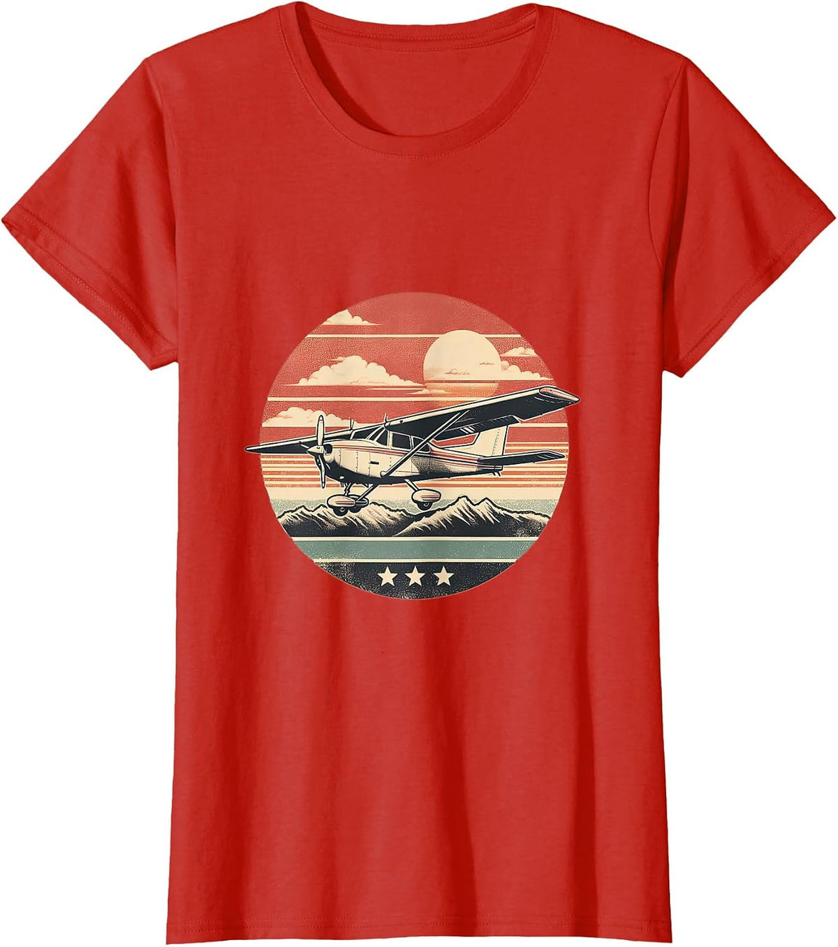C-172 Skyhawk Vintage C172 Airplane Retro Sunset Pilot T-Shirt - Red