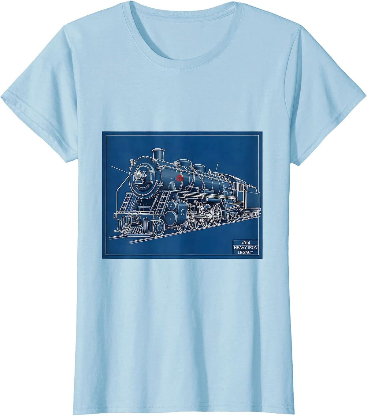 4014 Heavy Iron Legacy Steam Locomotive Railroad Enthusiast T-Shirt - Baby Blue