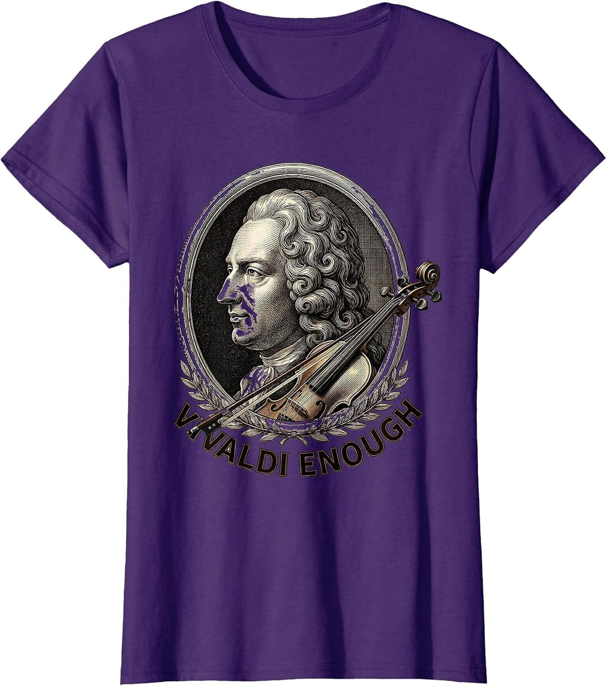 Women's Vivaldi Enough Funny Musician Instrument Humor Music Lover T-Shirt - Purple