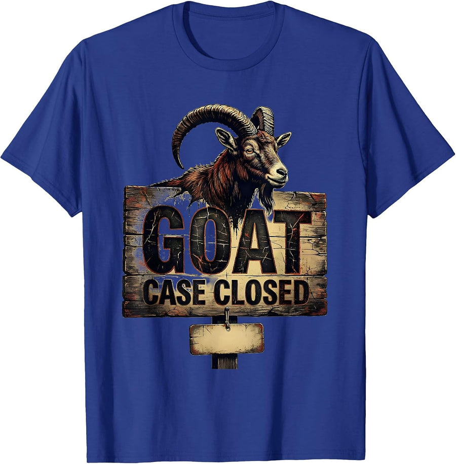 GOAT Case Closed Distressed Funny Goat Lover Farm Animal T-Shirt - Royal Blue