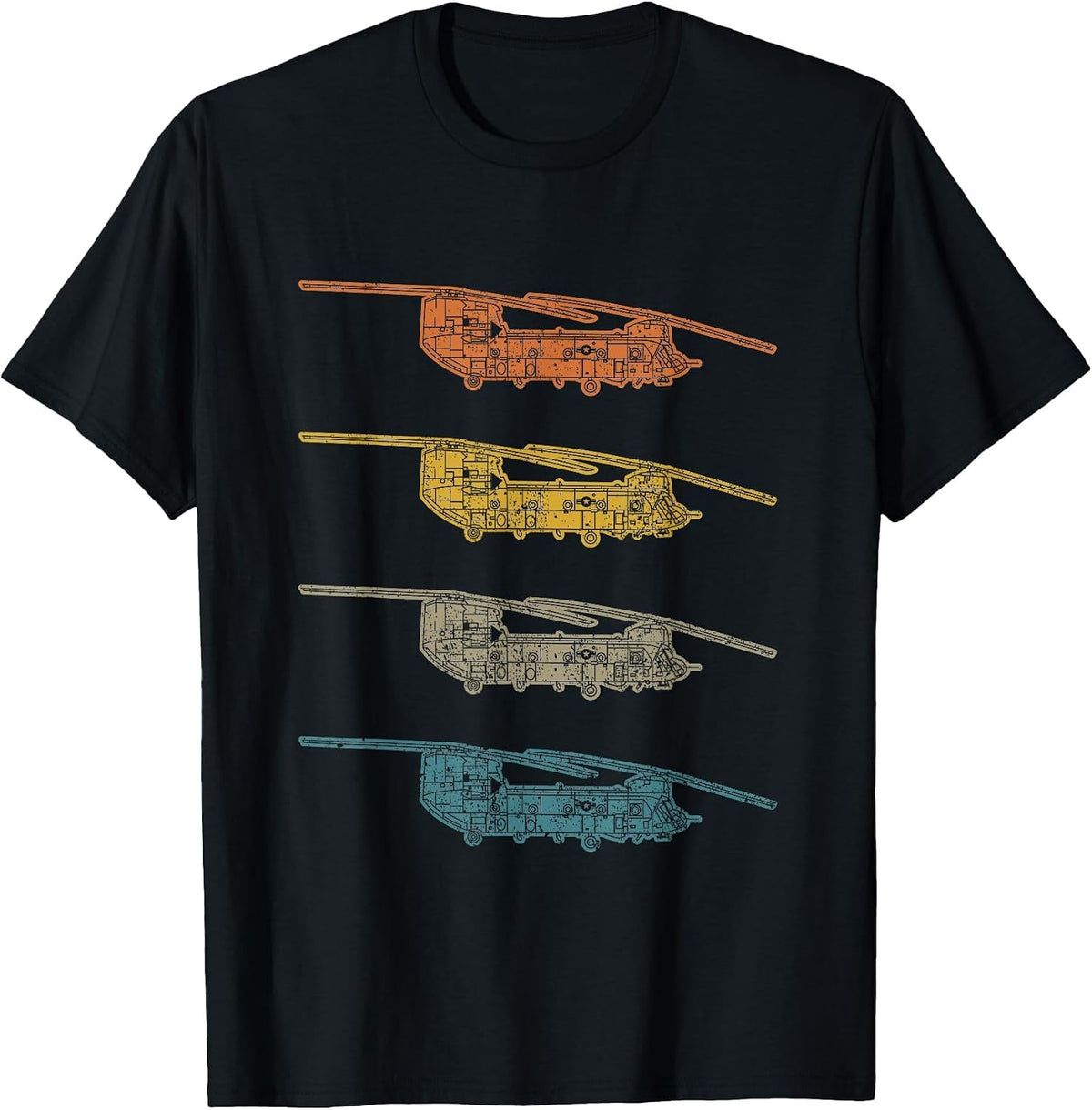 Retro CH47 Chinook Helicopter Schematic Vintage CH47 Chinook T-Shirt, Men, Black, Small - As Pictured