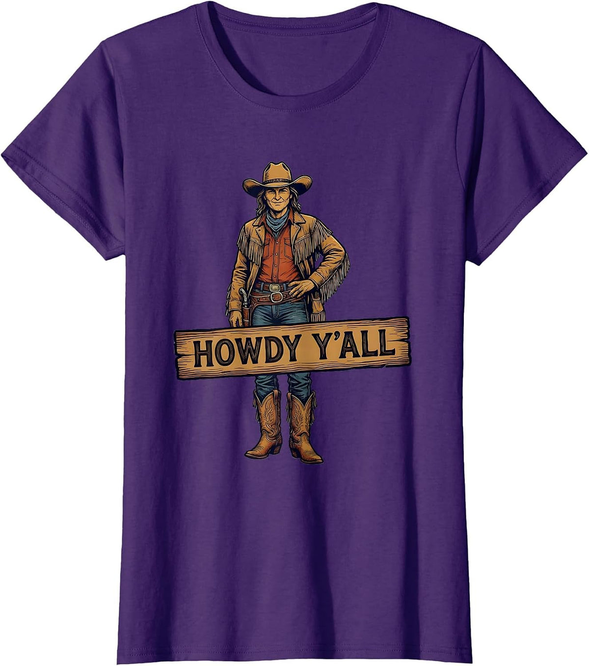 Women's Howdy Y'all Southern Charm Graphic Design T-Shirt - Purple