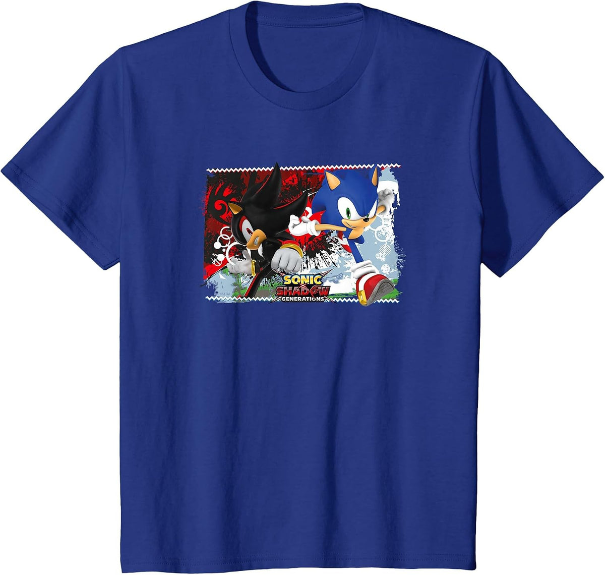 Sonic the Hedgehog, Sonic X Shadow Generations - Split T-Shirt - Royal Blue