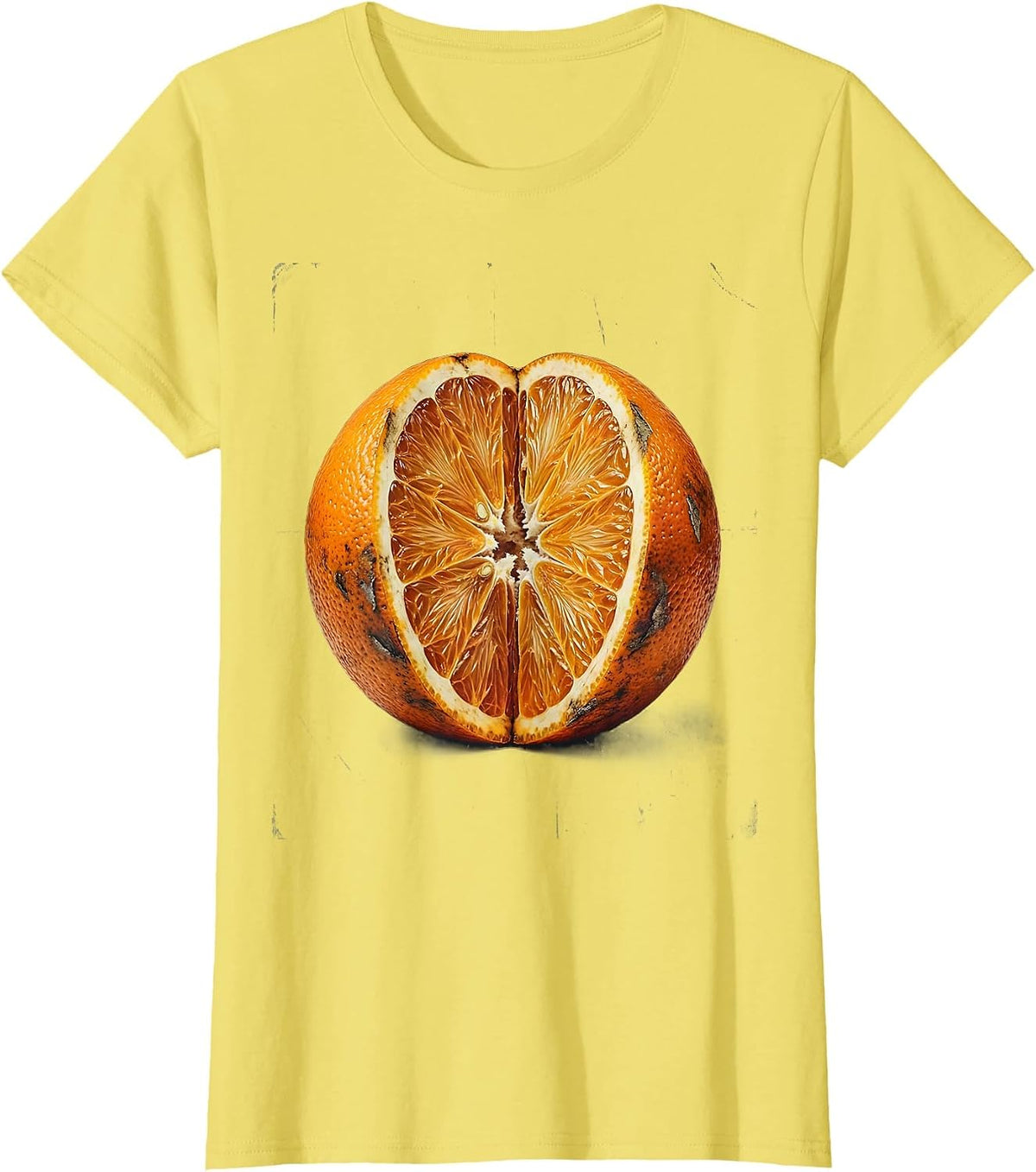Women's Orange Teacher Open Book Fruit Illustration T-Shirt - Lemon Yellow