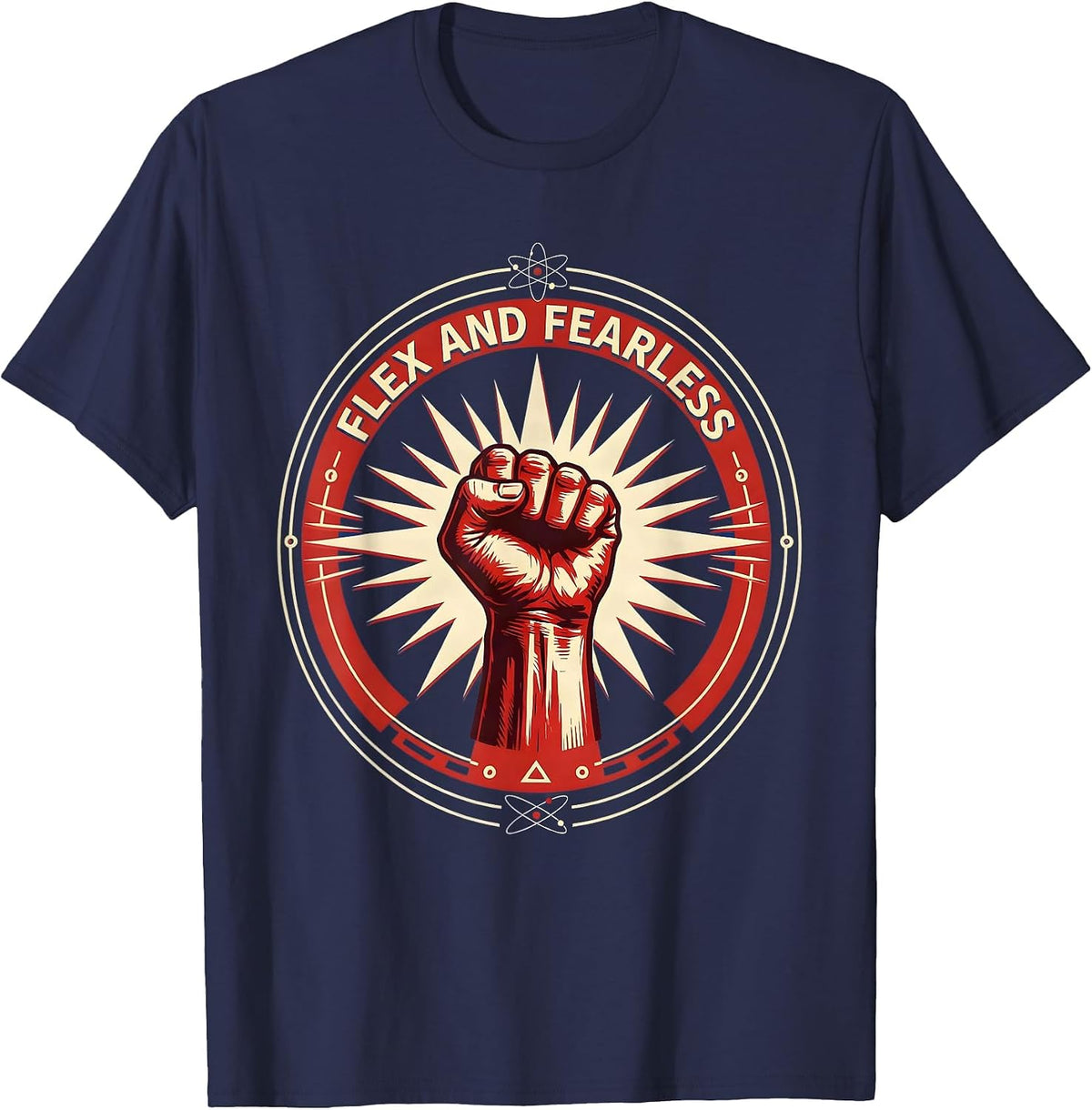 Flex and Fearless Rosie the Riveter Design T-Shirt - Navy Blue