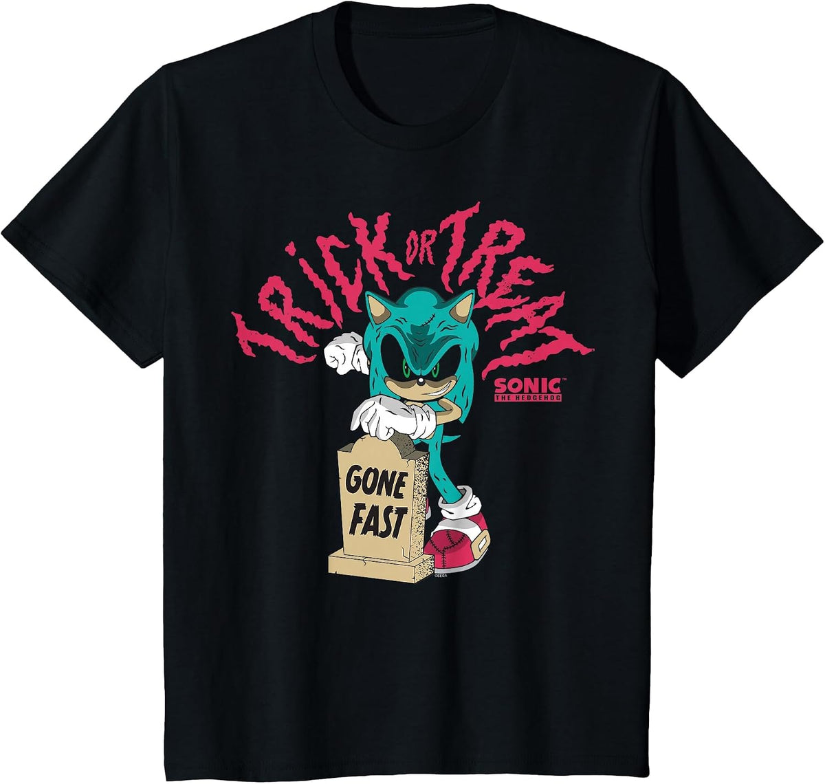Sonic The Hedgehog Halloween Gone Fast Creepy Zombie Sonic T-Shirt - Black