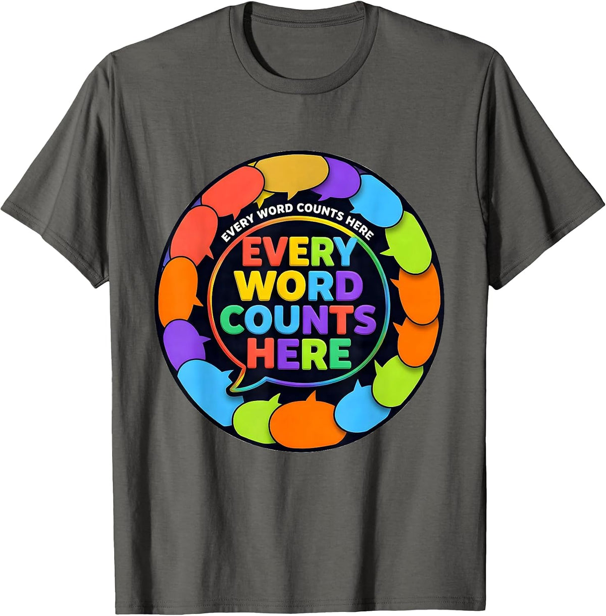 Men's Every Word Counts Speech Therapy Design T-Shirt - Asphalt Grey