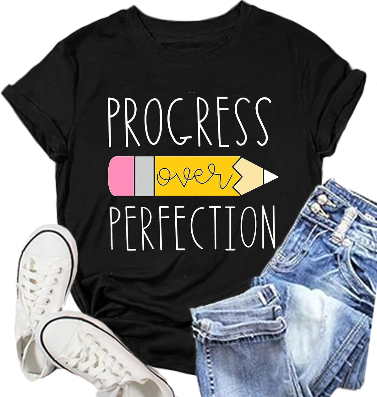 Teacher Shirts for Women Teaching Life T-Shirts - Black