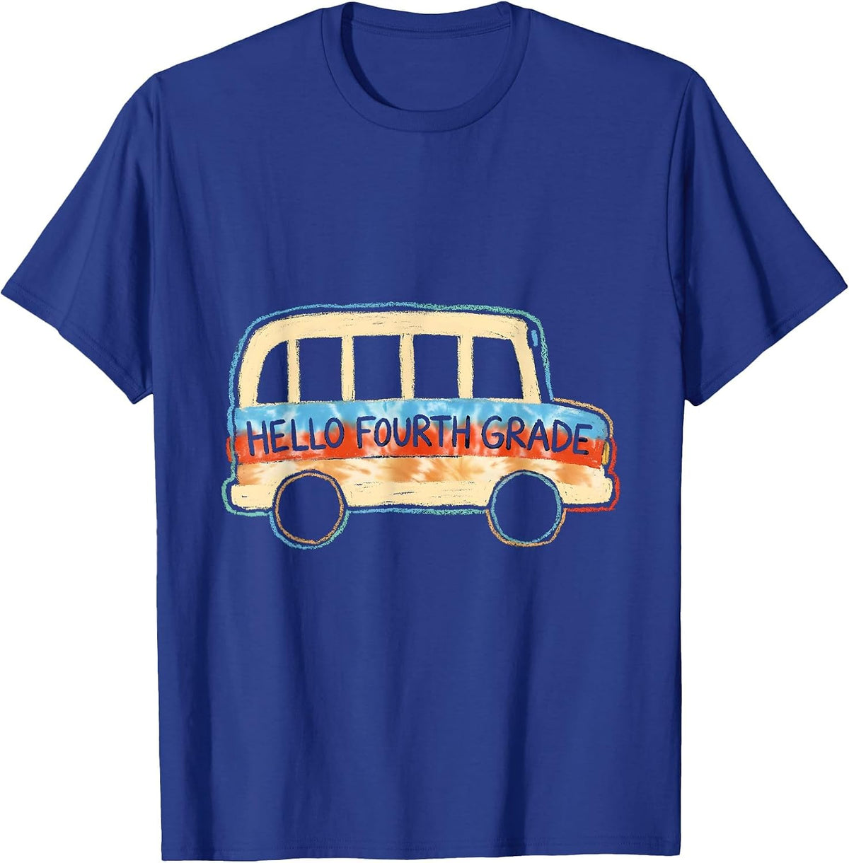 Men's Hello Fourth Grade Naive Kidcore Back To School Grade Level T-Shirt - Royal Blue