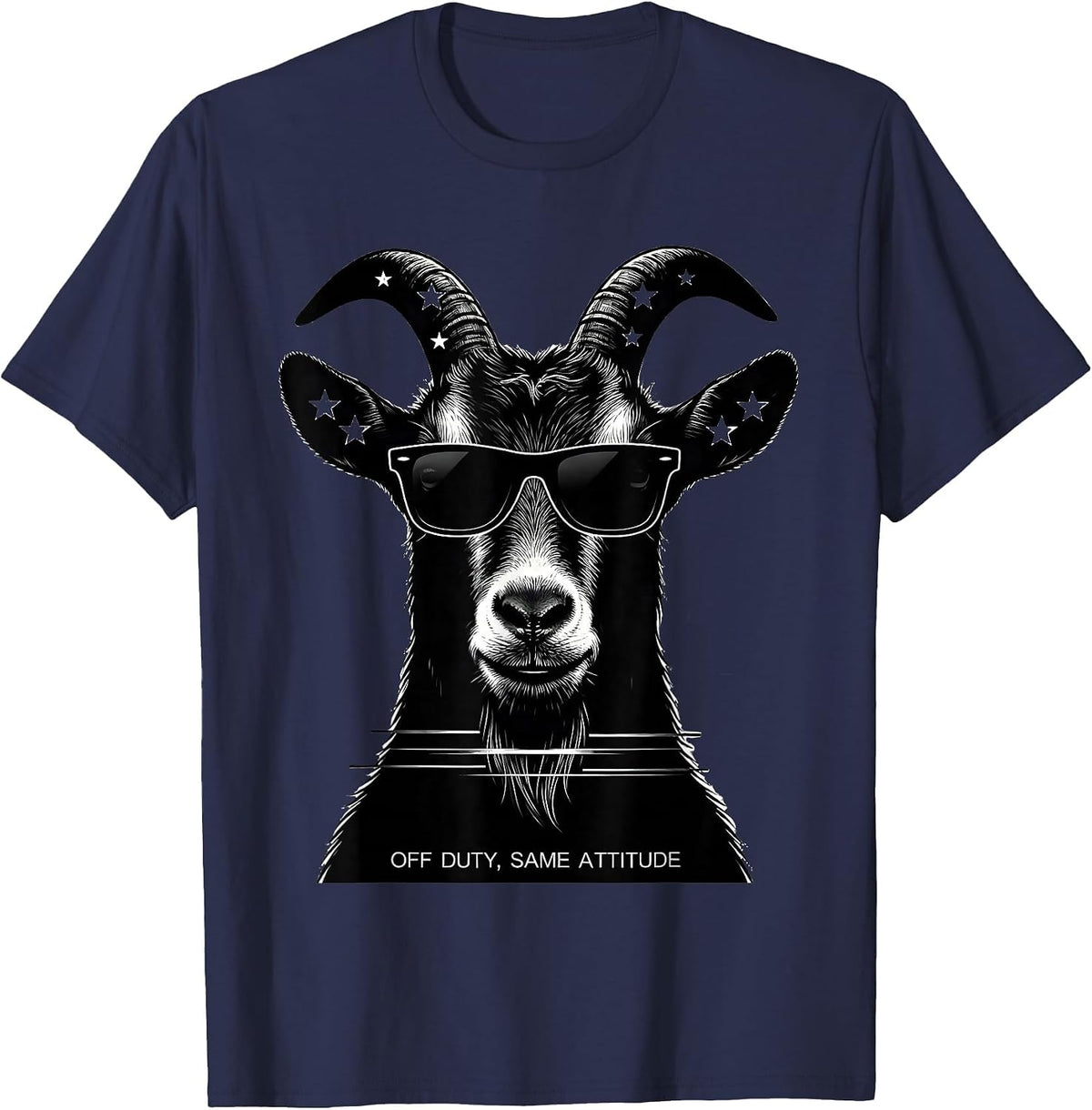Men's Off Duty Same Attitude Funny Goat Lover Animal Humor T-Shirt - Navy Blue