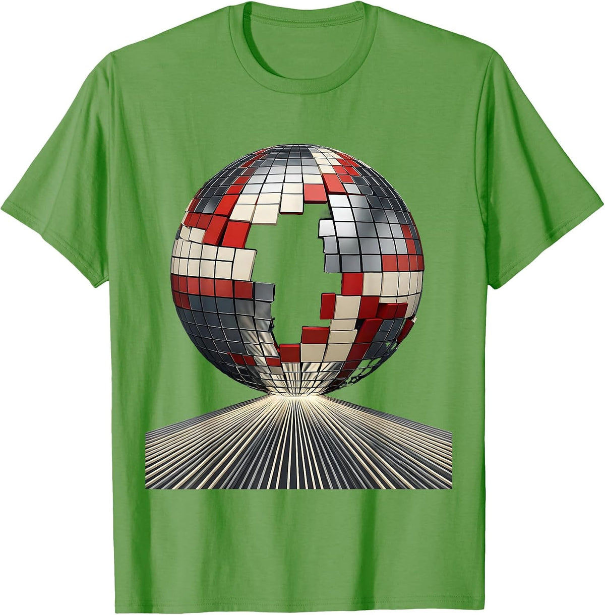 Men's Spinning Disco Ball Retro 70s Party Costume T-Shirt - Grass Green