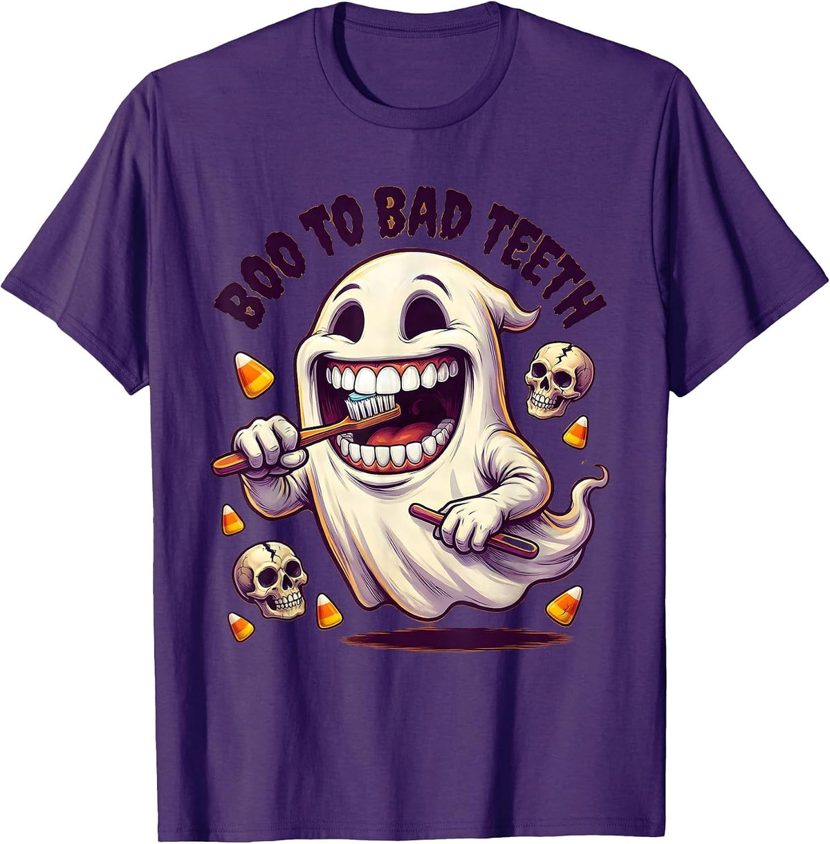 Boo To Bad Teeth Halloween Dental Design T-Shirt - Purple