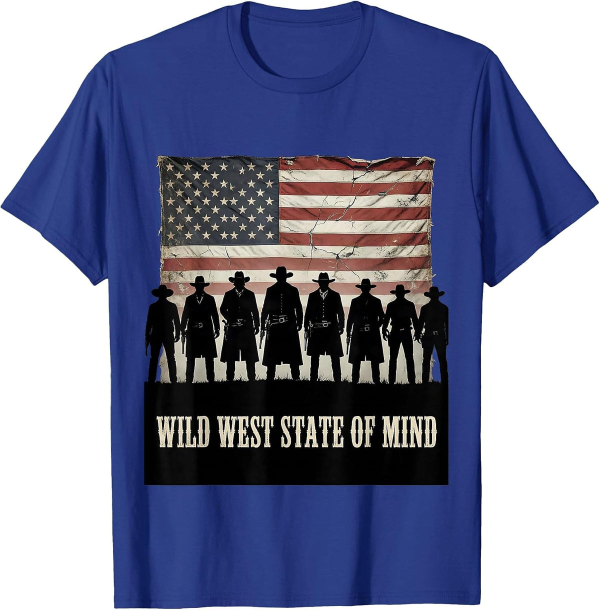 Men's Wild West State of Mind Cowboy Design T-Shirt - Royal Blue
