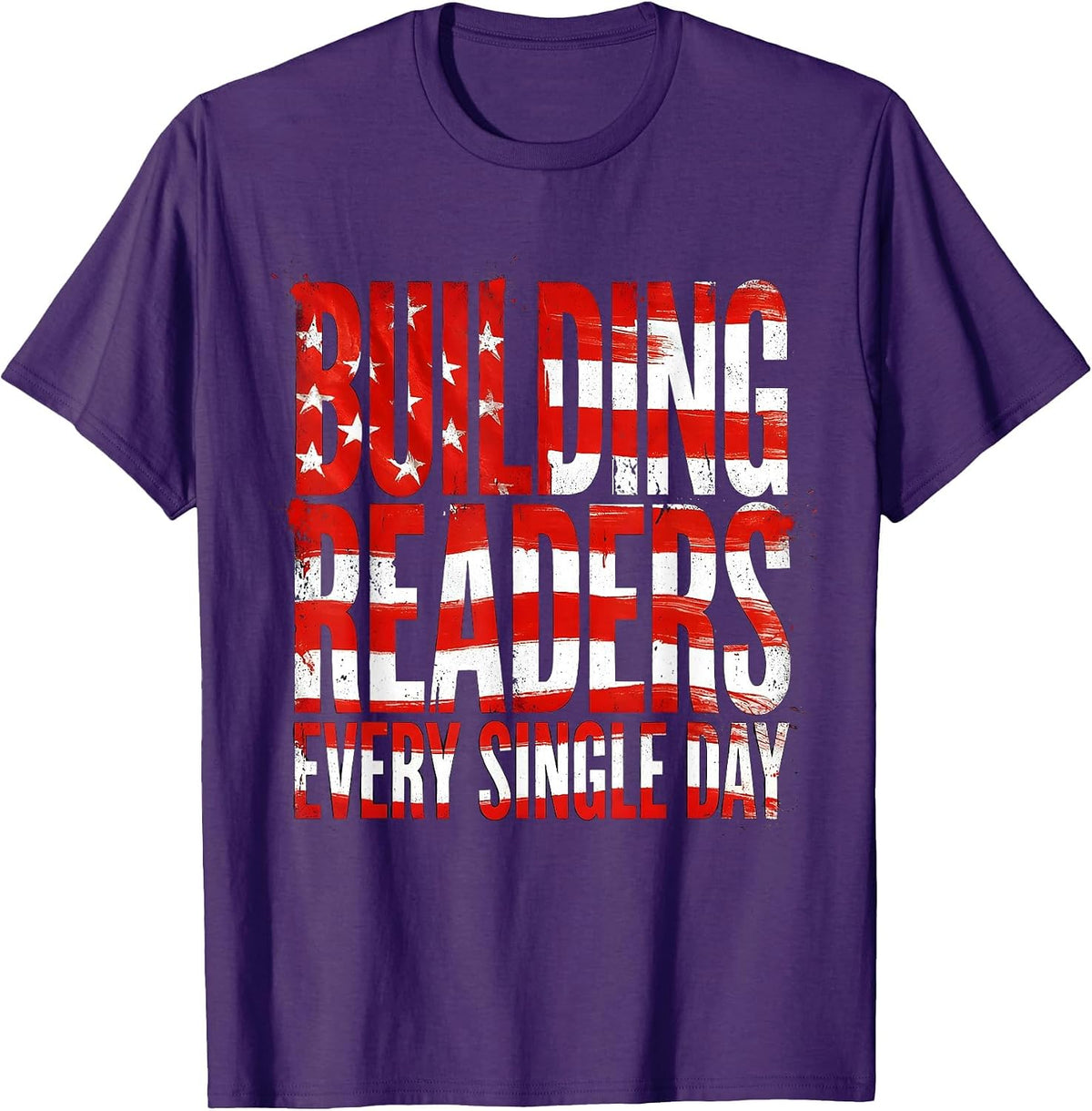 Building Readers Every Single Day Reading Teacher T-Shirt - Purple