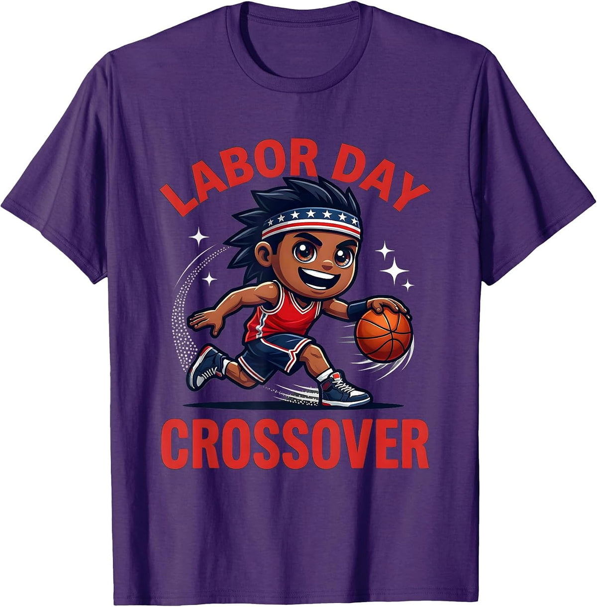 LABOR DAY CROSSOVER Funny Basketball Player Labor Day T-Shirt - Purple