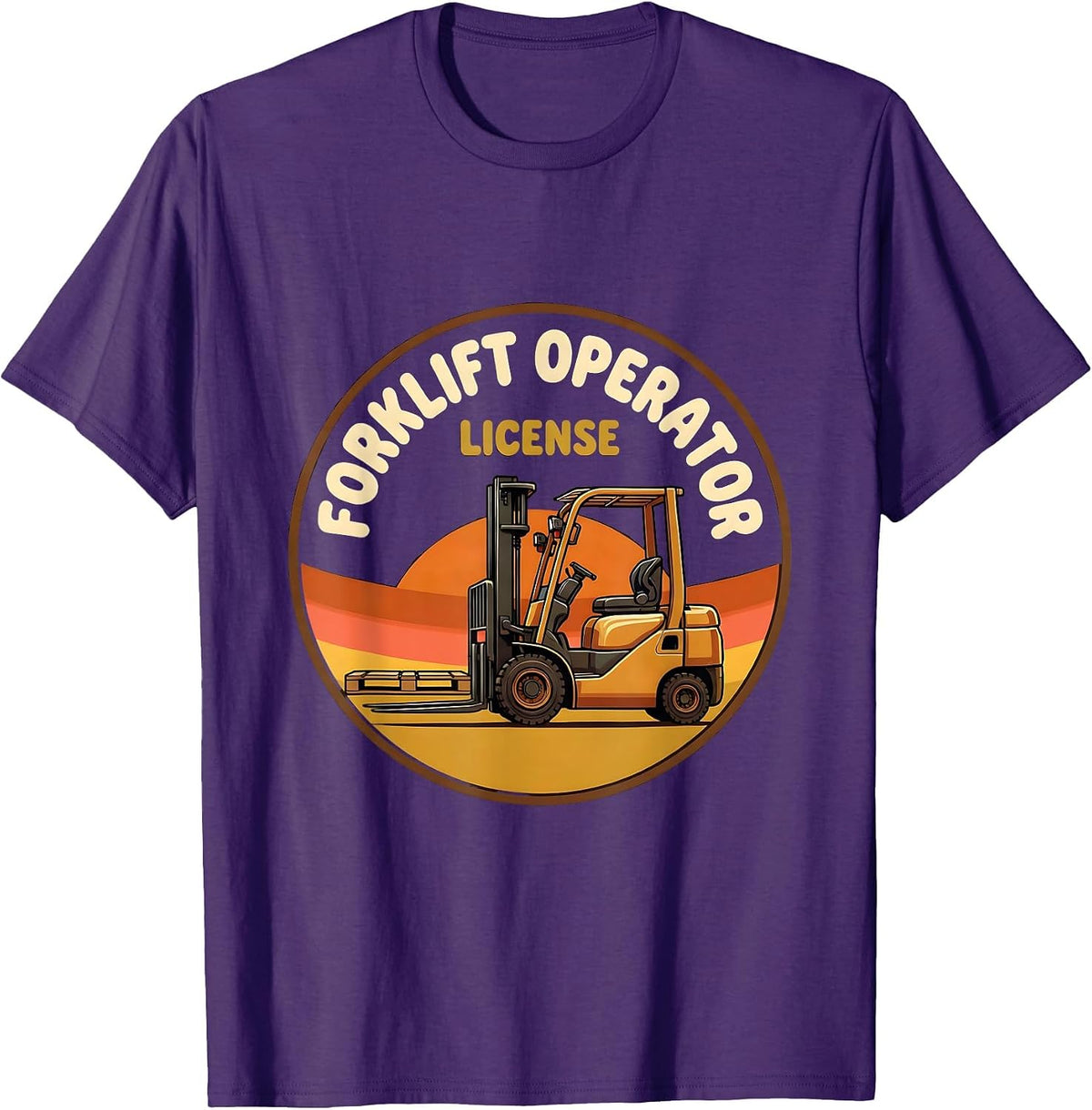 Men's Forklift Operator License Retro Funny Forklift Driver T-Shirt - Purple