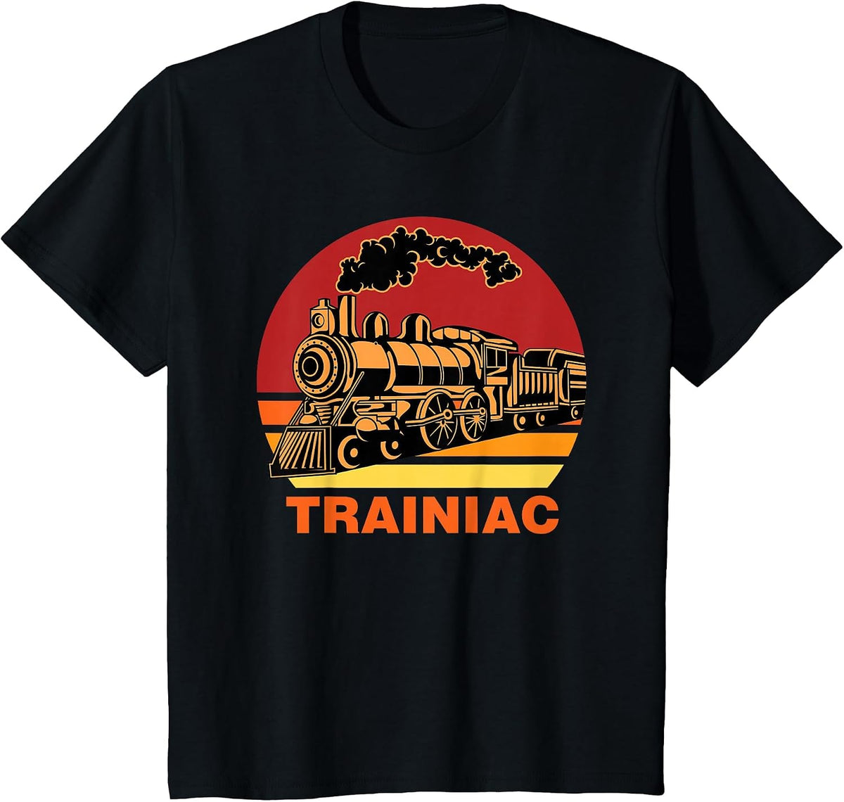Trainiac Funny Train Lover Cute Model Railroad Conductor T-Shirt - Black