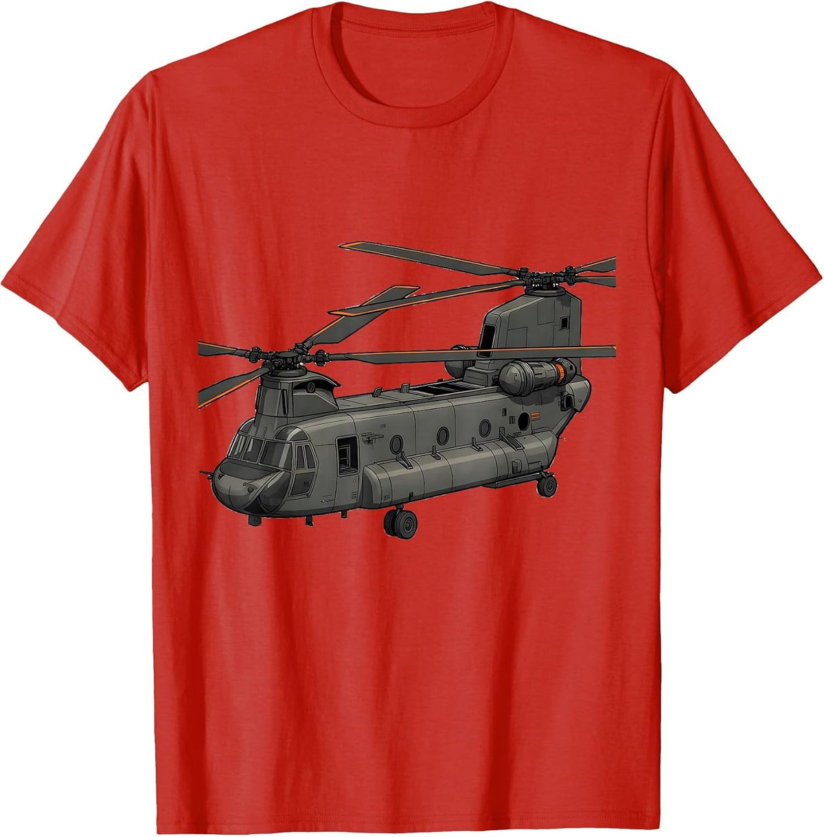 Men's Exploded Tandem-Rotor Helicopter Military Enthusiast T-Shirt - Red