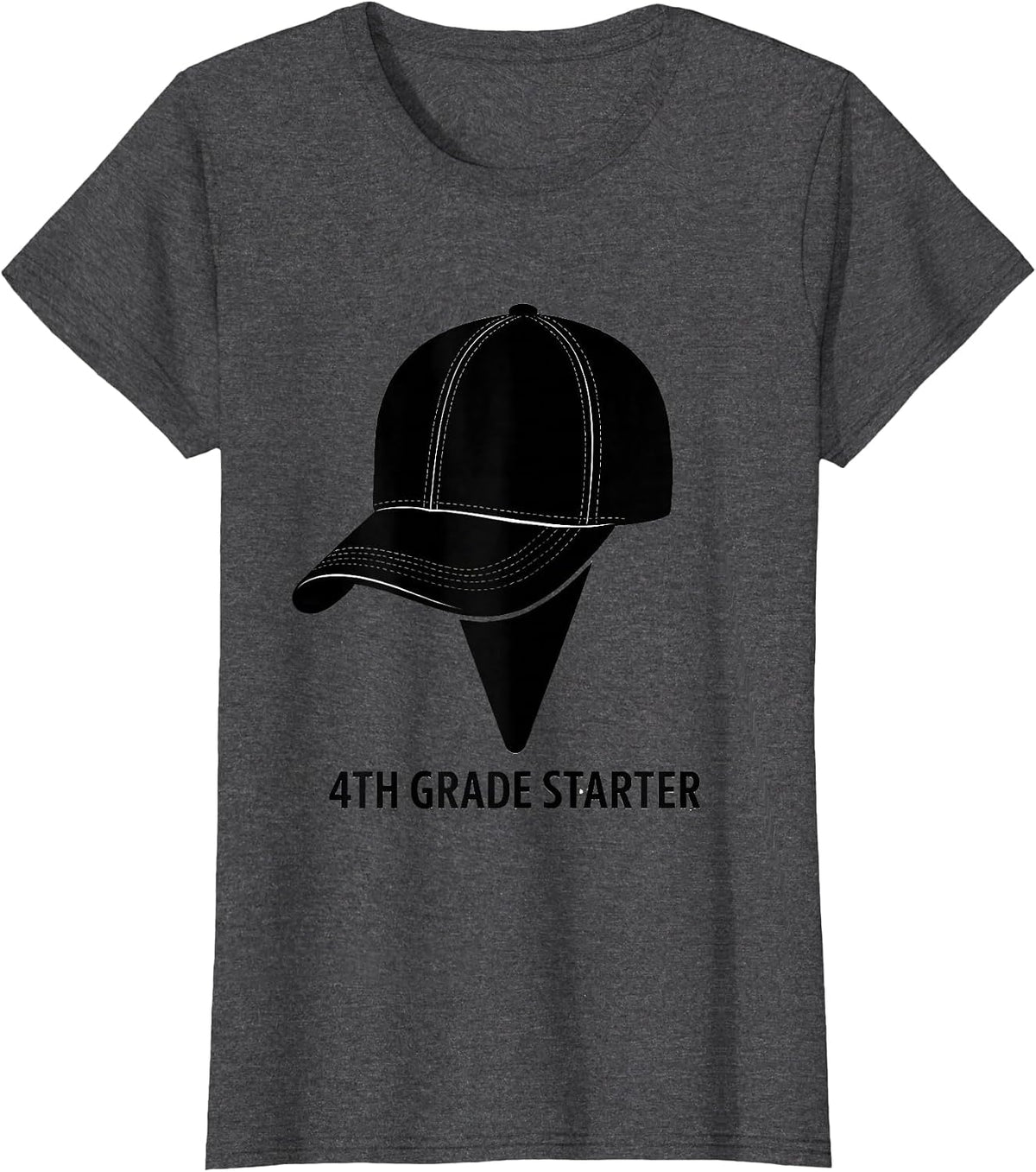 Women's 4th Grade Starter Back To School Baseball Ice Cream Game T-Shirt - Dark Heather Grey