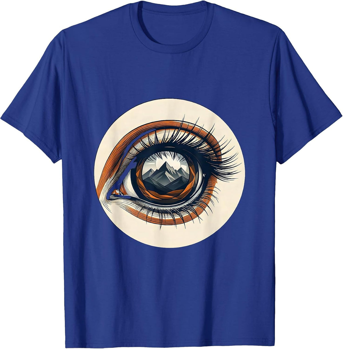 Horse Eye Reflecting Mountains Close-Up Art T-Shirt - Royal Blue