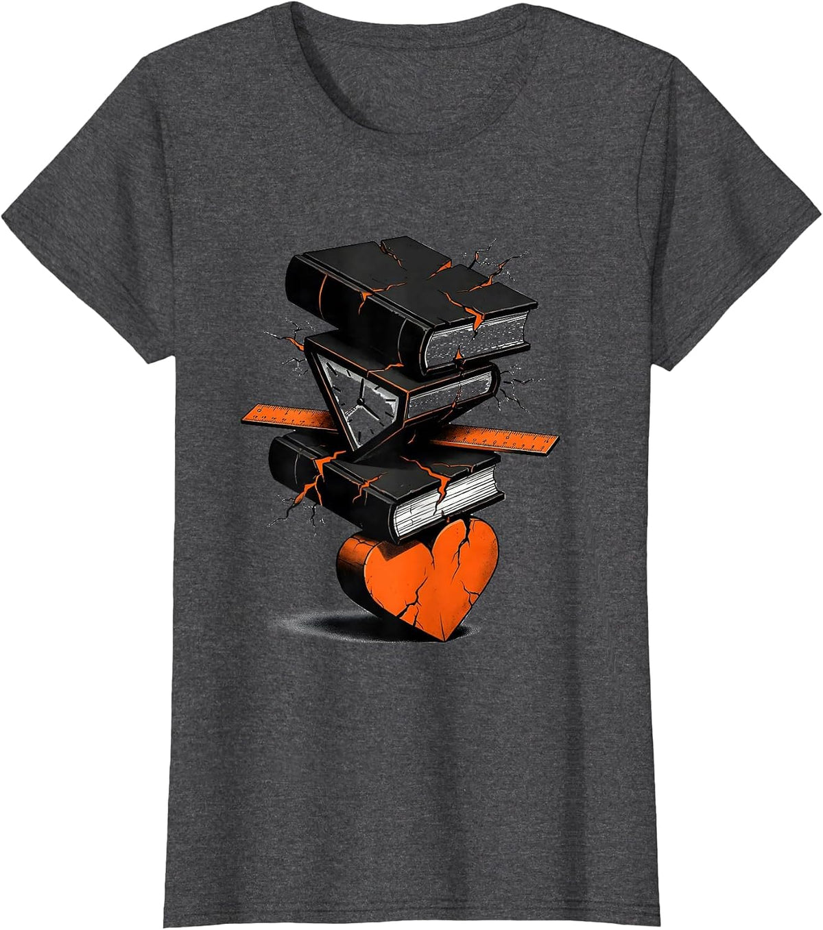Women's Brutalist Classroom Tower Paraeducator Appreciation Gift T-Shirt - Dark Heather Grey