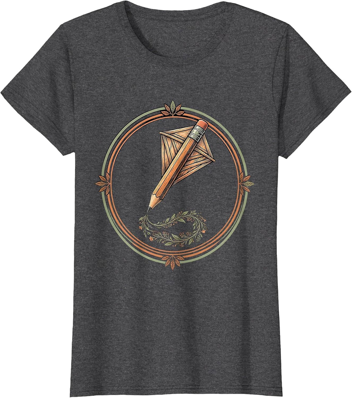 Women's Kindness Teacher Pencil Kite Soaring High Design T-Shirt - Dark Heather Grey