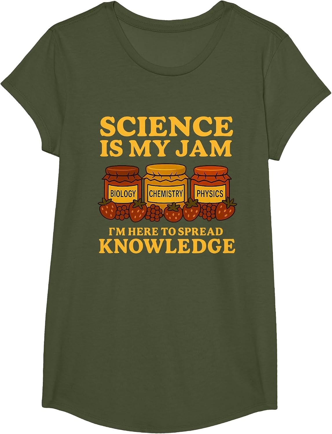 Science is My Jam Funny Teacher Back to School Student T-Shirt - Girls Olive Green