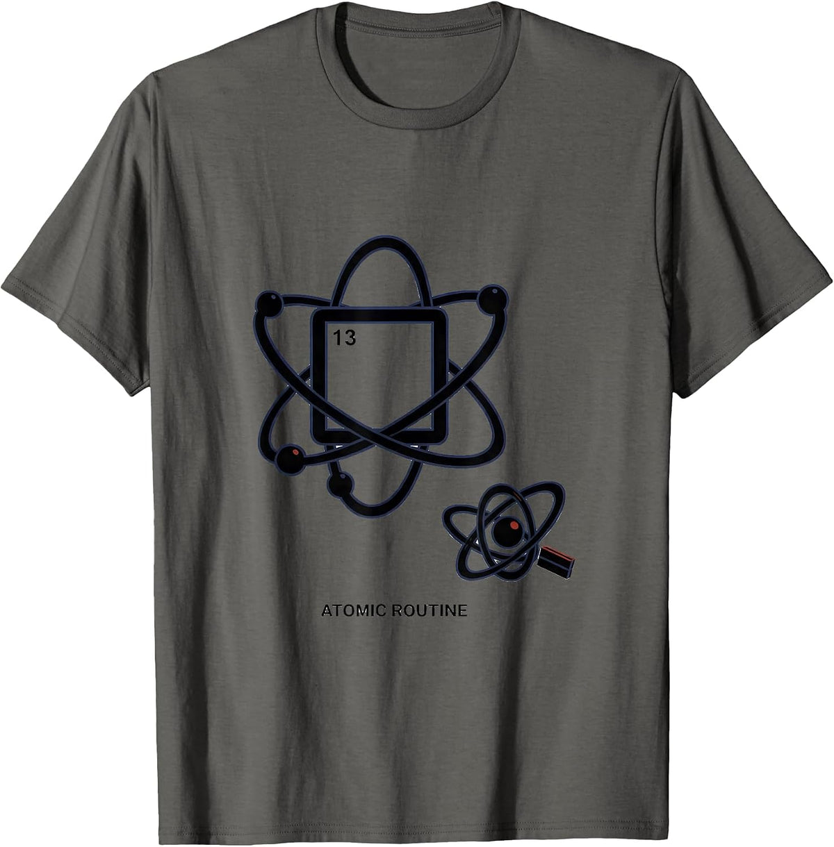 Men's Atomic Routine Editorial Conceptual Science Humor Gift T-Shirt - Asphalt Grey
