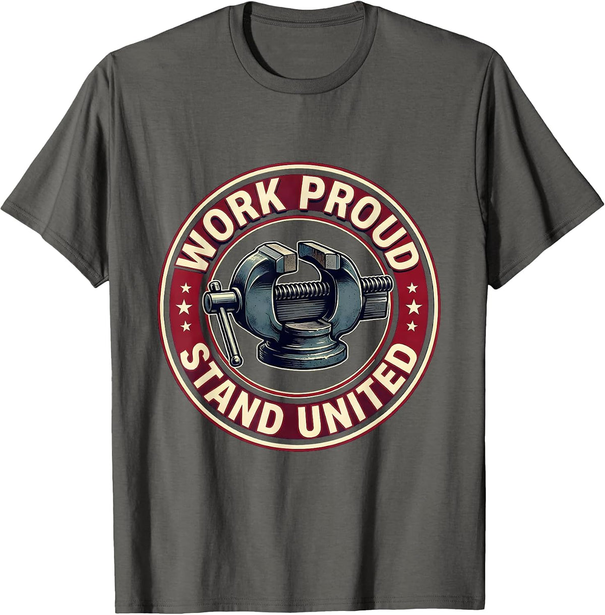 Men's Work Proud Stand United Union Worker Labor Day Patriotic T-Shirt - Asphalt Grey
