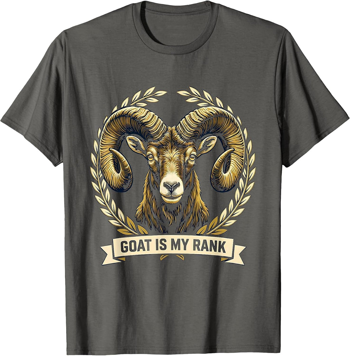 Men's GOAT Is My Rank Funny Goat Lover Sports Fan Humor T-Shirt - Asphalt Grey