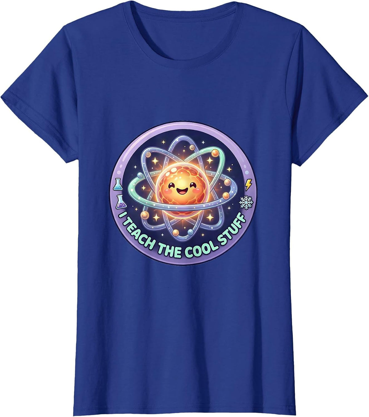 Women's I Teach The Cool Stuff Science Teacher Design T-Shirt - Royal Blue
