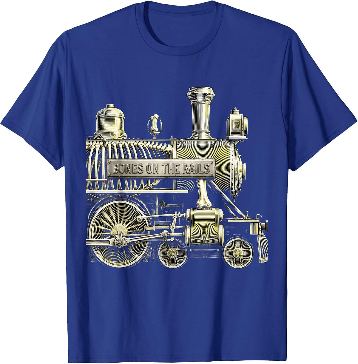 Halloween Skeleton Model Train Set Bones on the Rails T-Shirt - Royal Blue