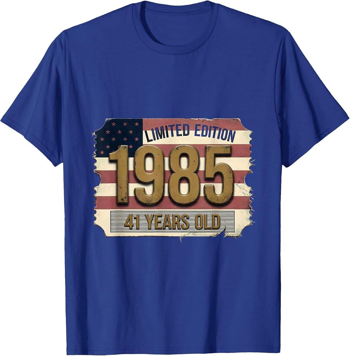 Limited Edition 1985 41 Years Old Vintage USA Flag 41st T-Shirt - Royal Blue