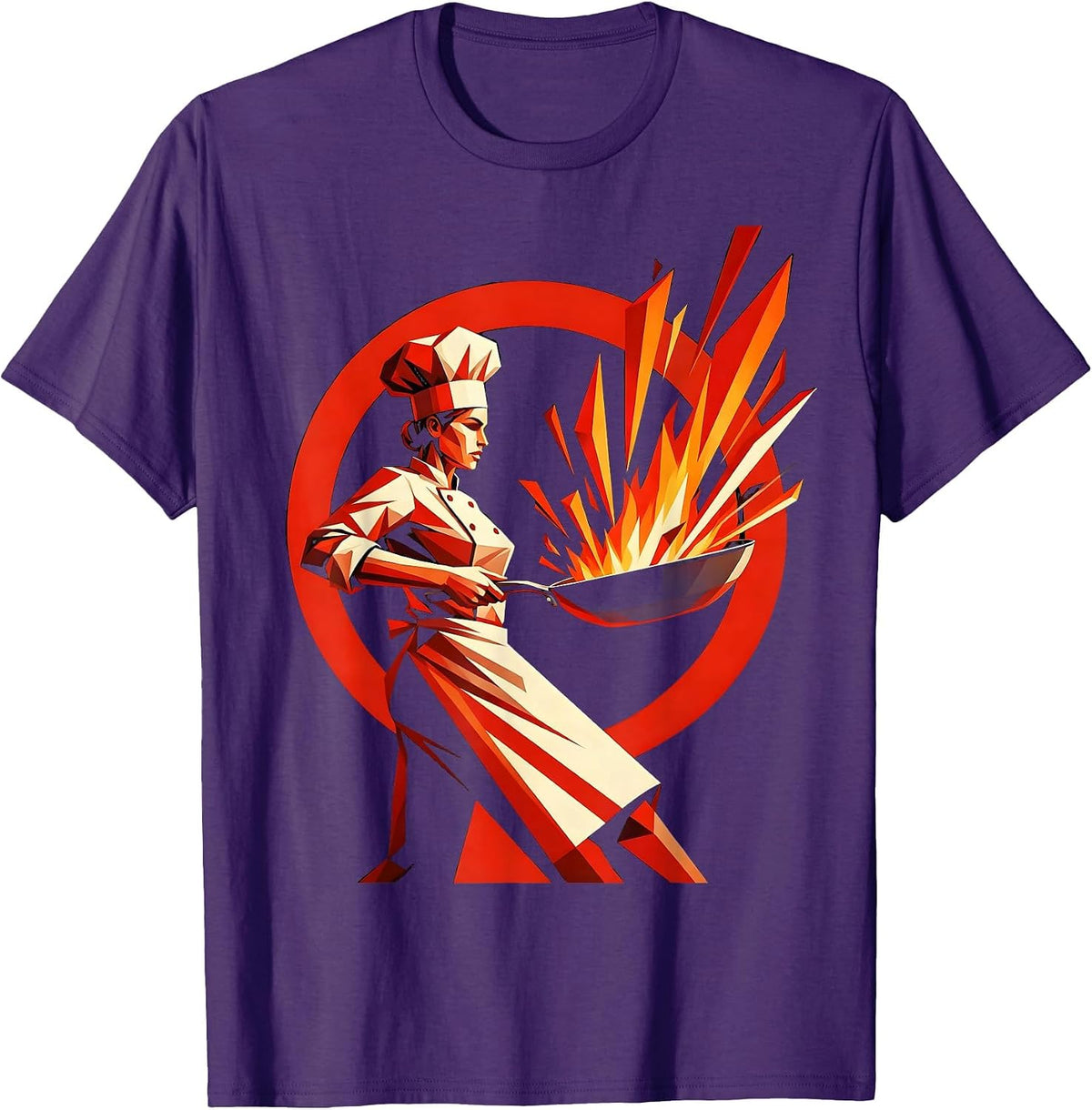 Labor Day Chef Flame Toss Graphic Design T-Shirt - Purple