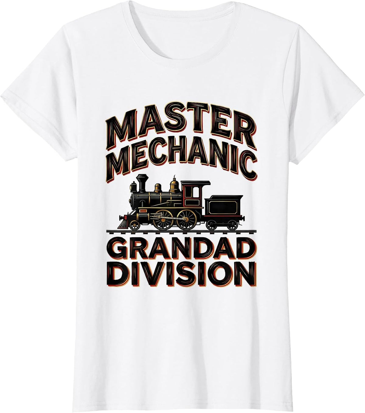 Master Mechanic Grandad Division Funny Train Enthusiast T-Shirt - White