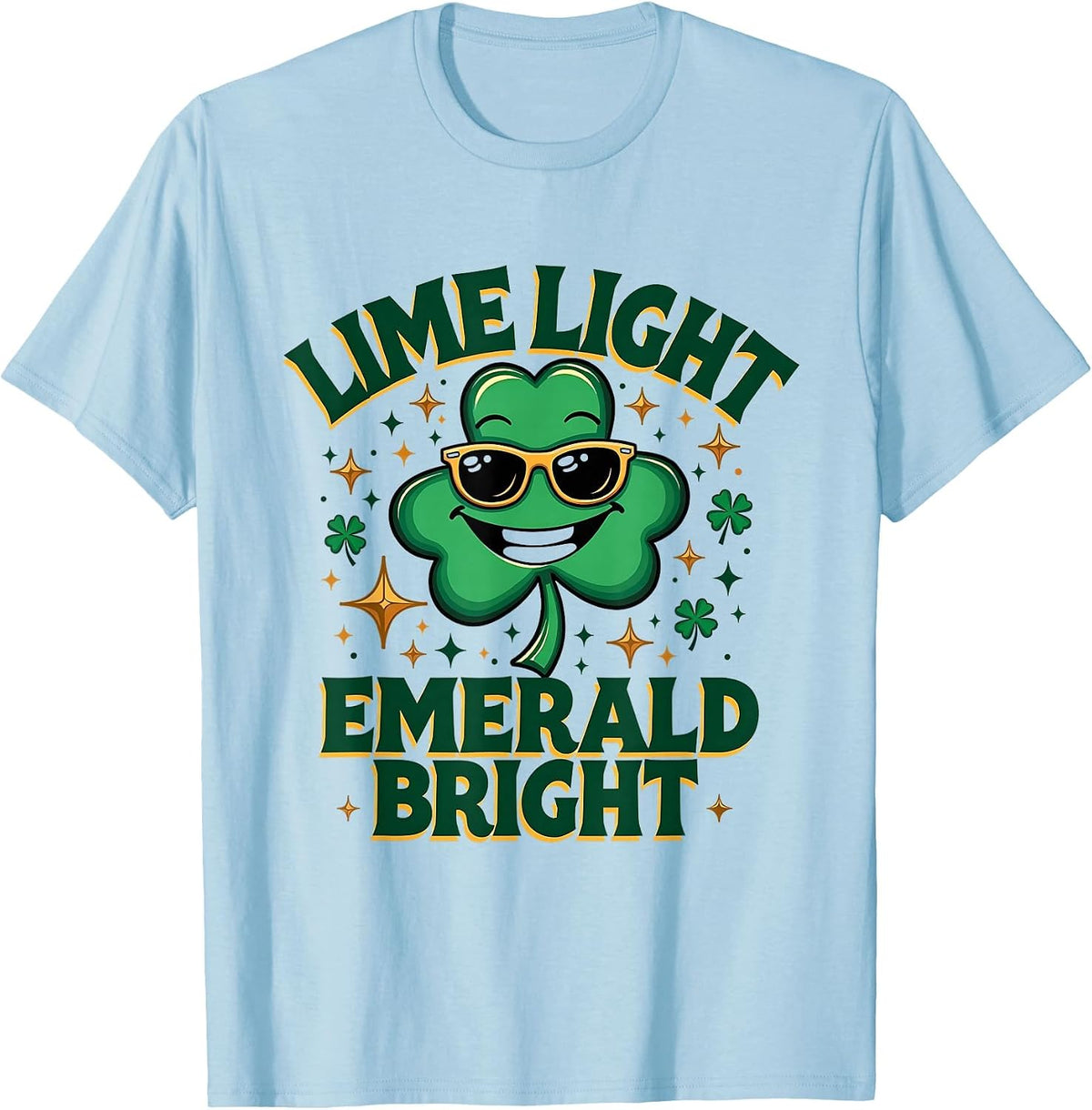 Lime Light Emerald Bright St Patricks Day Design T-Shirt - Baby Blue