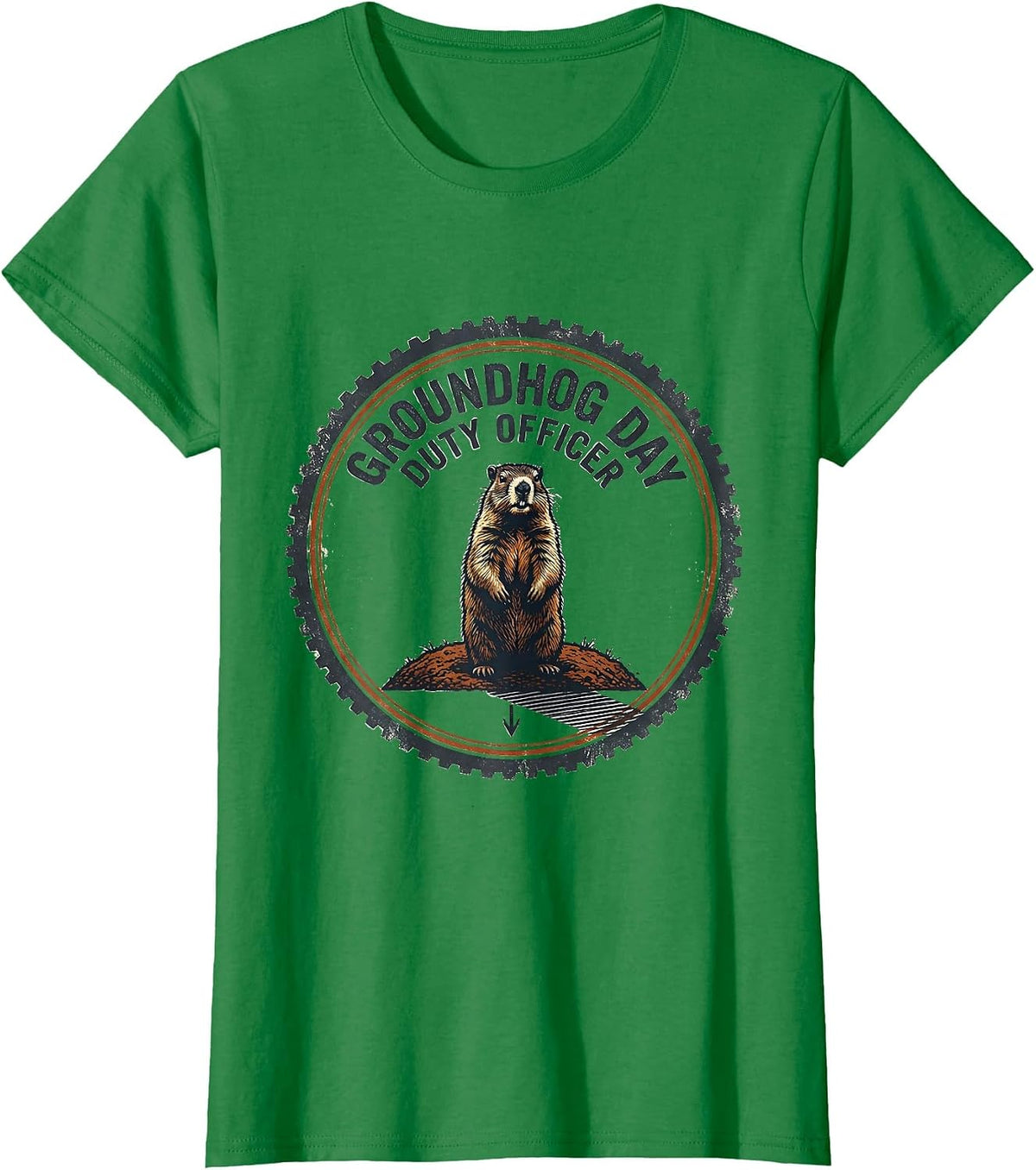 Women's Groundhog Day Duty Officer Vintage Funny Groundhog Day Gift T-Shirt - Kelly Green