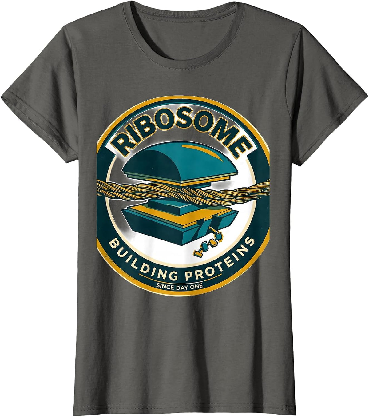 Women's Ribosome Building Proteins Since Day One Science Nerd T-Shirt - Asphalt Grey