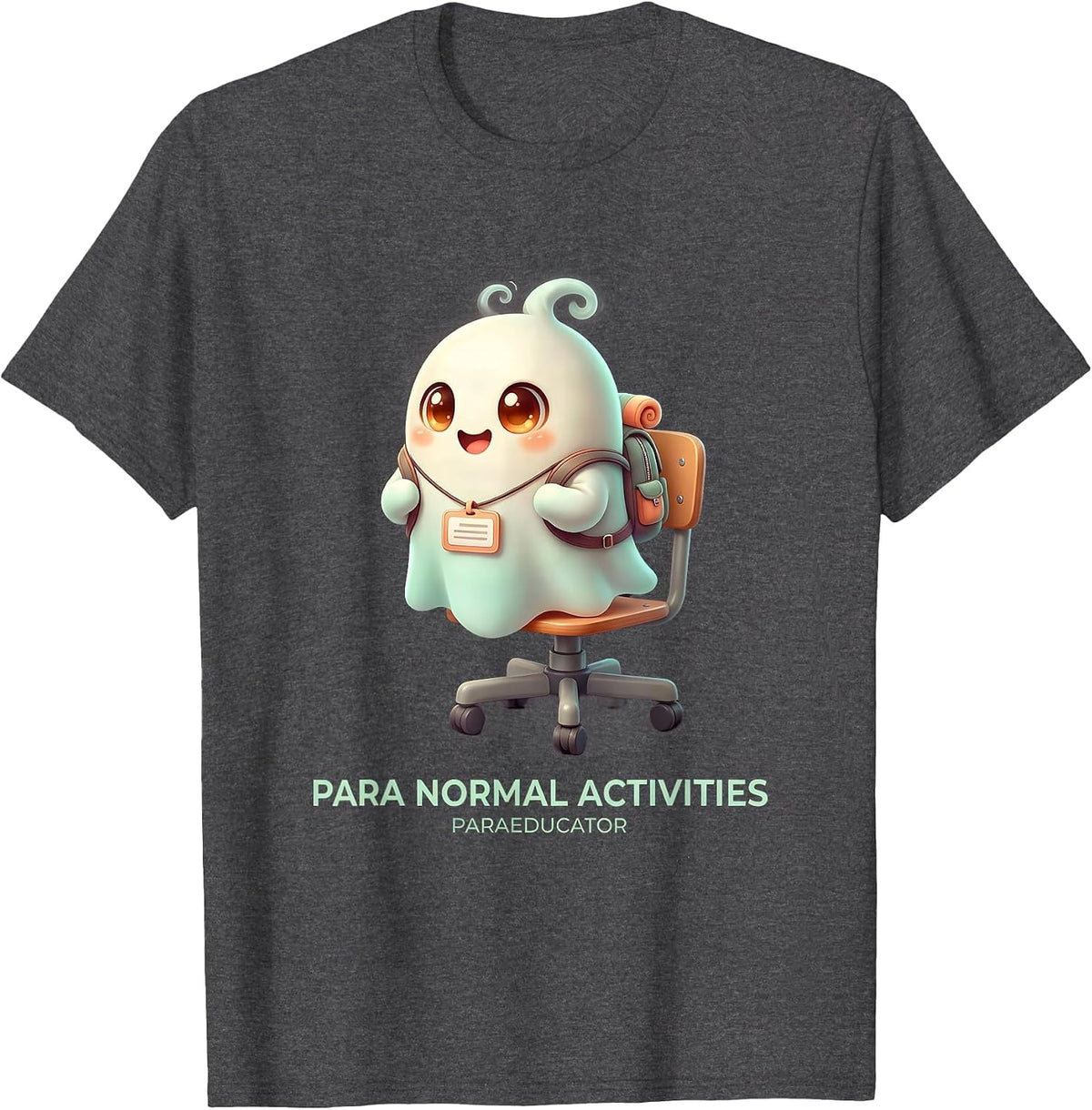 Men's Para Normal Activities Paraeducator Ghost Cute Halloween T-Shirt - Dark Heather Grey