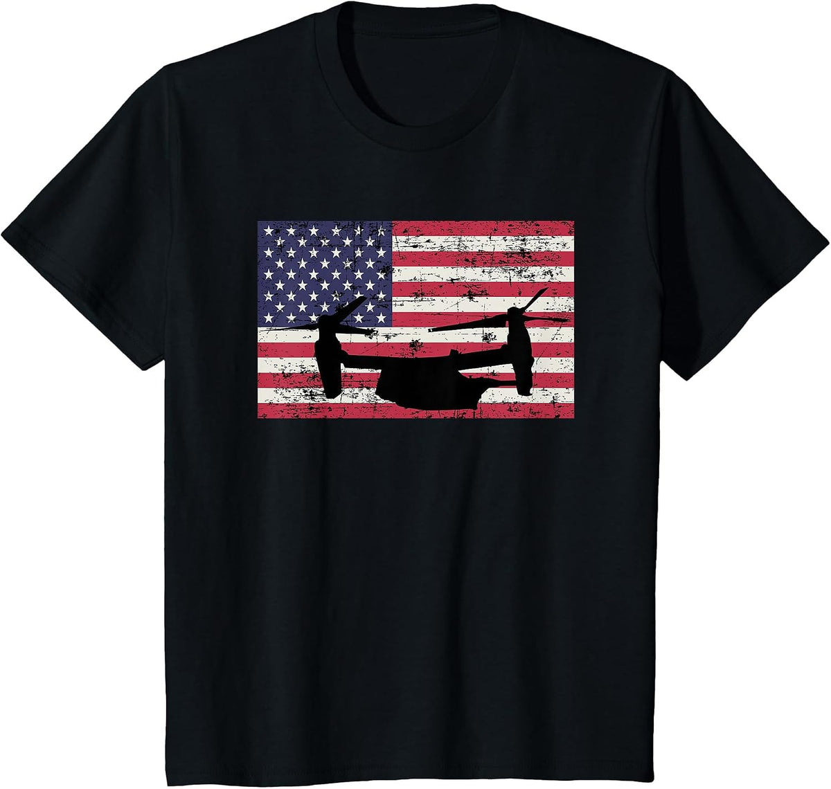 Patriotic CV-22 Osprey American Flag t-Shirt T-Shirt - Black