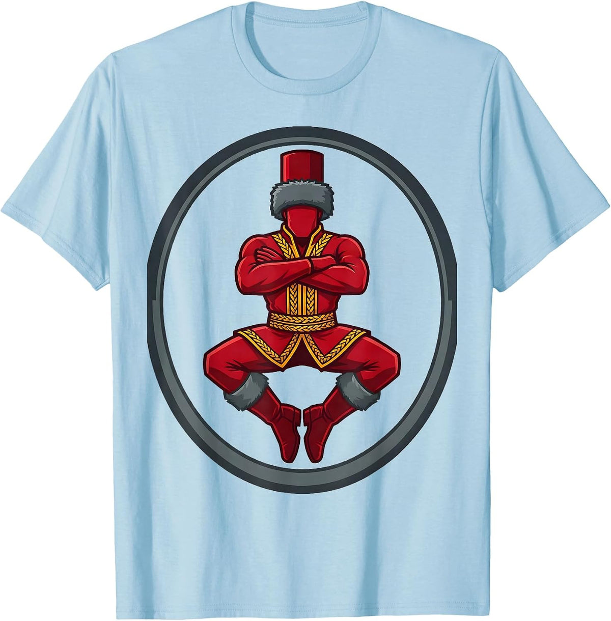Men's Russian Candy-Nation Dancer Flat Vector Whimsical Christmas T-Shirt - Baby Blue